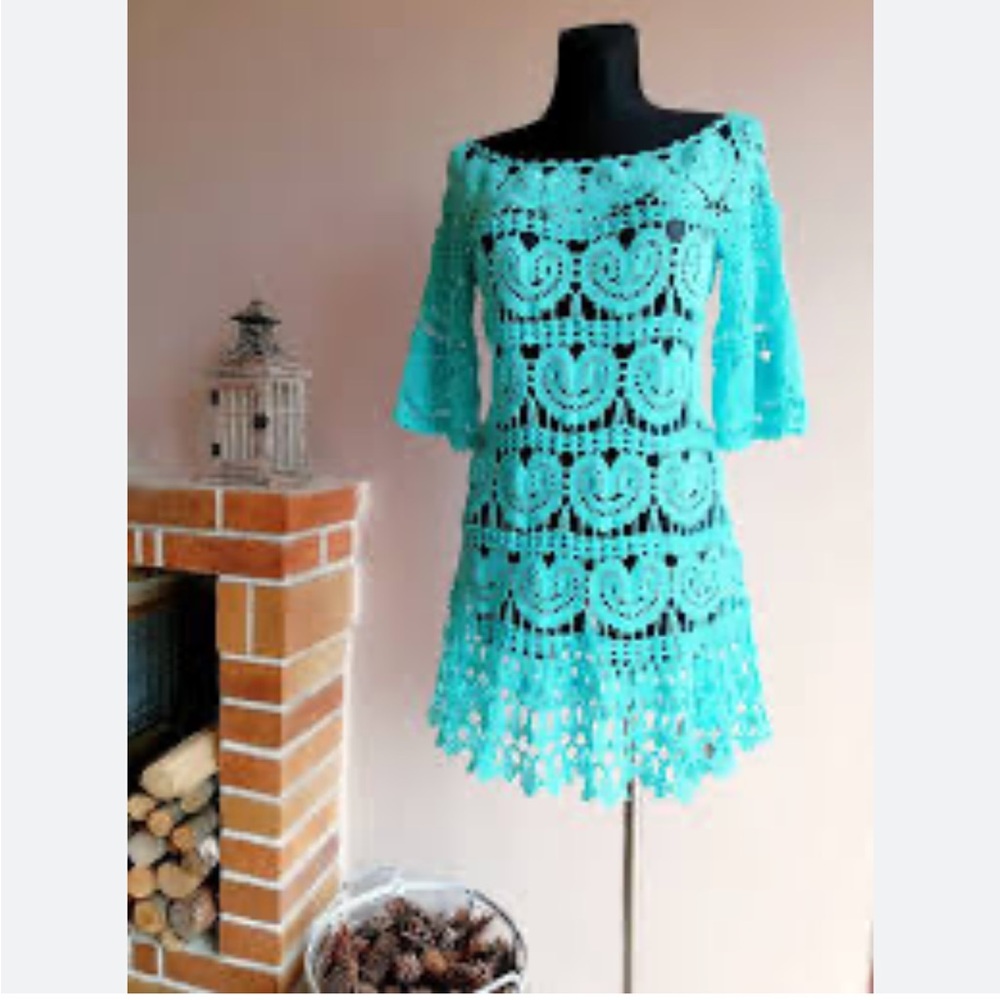 Roz & Ali Turquoise Crochet Tunic